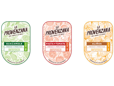 La Provenzana label system avocado branding design handmade illustration logo logotype onion tomatoes type typography vector vectors