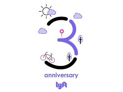 Lyftiversary sticker branding graphic icon illustration logo lyft print typography ui vector