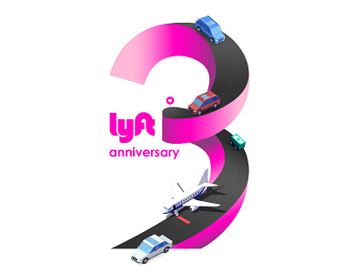 Lyft Anniversary Sticker branding graphic icon illustration logo lyft print typography ui vector