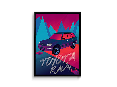 Rav 4 Poster Series _4 clean color flat illustration lettering minimal motion poster print red toyota vector