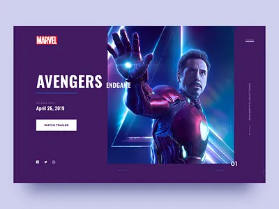 Avengers: Endgame 003 avengers clean concept daily ui digital design landing page marvel minimal movie ui ux design user interface web design webdesign