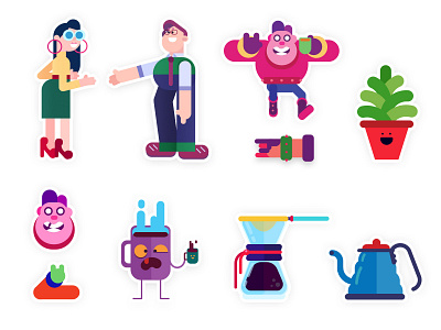 Sticker Pack design flat illustration vector