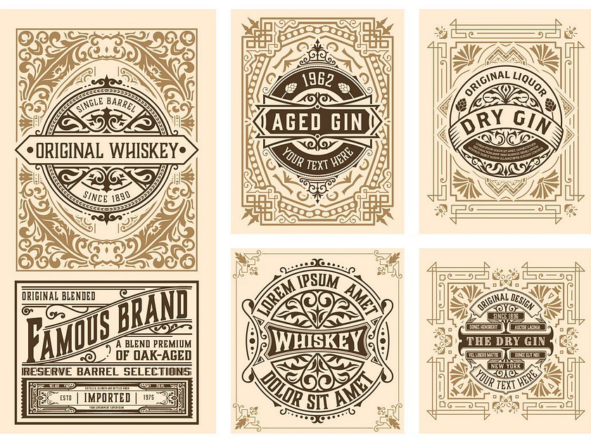 Set of 5 Vintage Labels for Packing by Roverto Hartasanchez on Dribbble