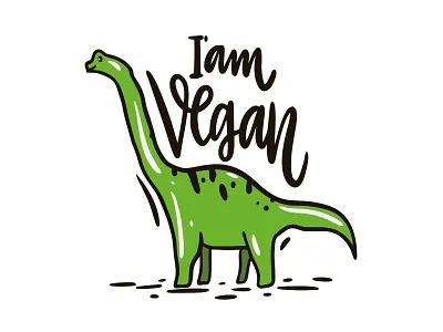 Dinosaur Vegan design dinosaur green icon illustration lettering logo nature sketch type vector vegan