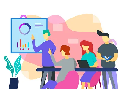 Team Meeting clean design flat illustration illustrator mobile ux vector web website