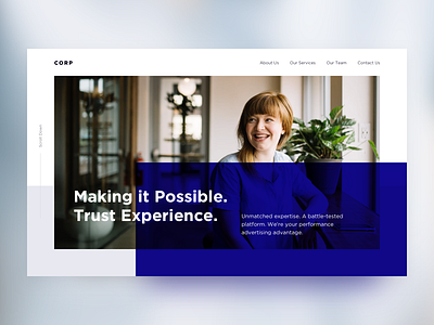 Corporate Hero Exploration b2c bank corporate design header hero investment lander landing website