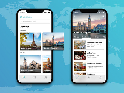 Travel application concept app card clean design discover figma food ios iphone x list mobile muzli restaurant travel trip ui ux