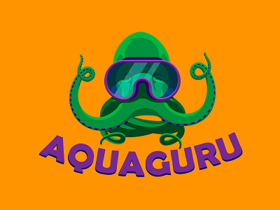 Logo Aquaguru aqua flat flat design guru illustration logo octopus shutterstock vector