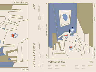 Coffee For Two abstract chairs chemex coffee composition cups form fragment illustration interior laconic lines minimal poster poster a day poster art poster challenge