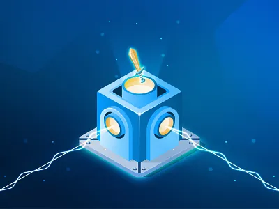 Blockchain Sword affinity bitcoin blockchain crypto game ico illustration isometric sword