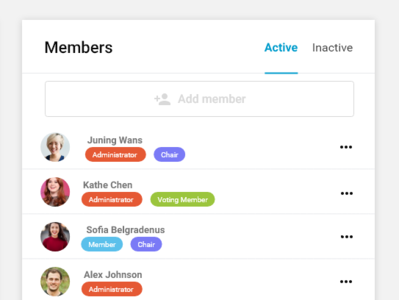 Members block action block element filter list ux web