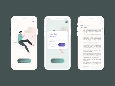 Hi, Diary! Application alert animation app avekarma color concept design diary flat hello illustration man mobile application notebook ui ux vector