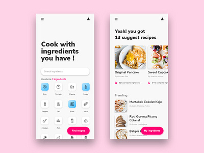 Cook App clean app design cook food ingredients mobile app design recipes user interface user interface experience