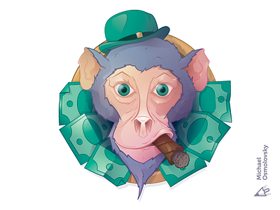 Monkey money art character icon illustration money monkey vector