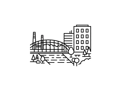 Voskresensk City abstract alvodsgn black bridge building design illustration line minimal style trend view