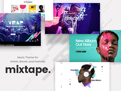 Mixtape band creative design discography festival landing page layout music music album music player musician responsive template theme ui ux webdesign website concept website mockup wordpress