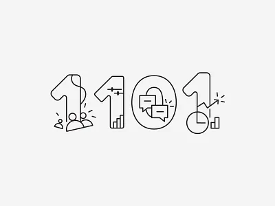 Binary icon illustration numbers typogaphy