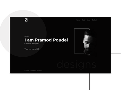 Black And White Landing Page Design - Personal Portfolio adobe xd black black white black and white design front page landing page landing page design portfolio portfolio design portfolio page ui ui ux ui ux design ui desgin