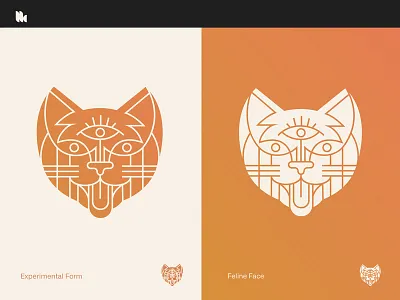 logo of a cat animal branding cat cutout feline fun geometric lines logo minimalistic modern mysterious orange shapes simple