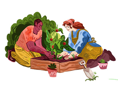 Relationship Marketing Team collaborate design future garden gardening growth illustration marketing nature nurturing outdoors relationship team teamwork