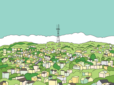 Sutro Tower - San Francisco california city design drawing hillside illustration illustrator illustrator cc san francisco