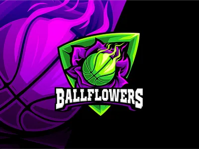 Ball Flowers Basket Ball team artwork basketball branding design dunkin esportlogo gaming logo illustration logo nba poster sport vector
