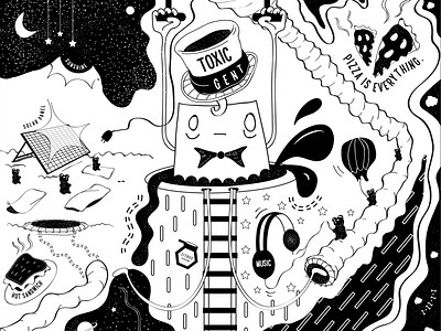 Illustration - Toxic gent 2dart artists black black and white cheerful crazy design designer digitalart graphicdesign illustrative illustraton illustrator lines lovely playful space story universe vector