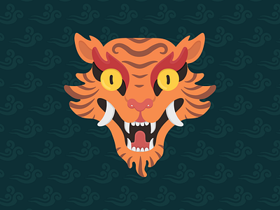 바보호랑이 art asia design flat folk art illustration illustrator korea tiger traditional vector