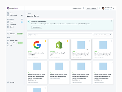 Web app member perks dashboard dashboard design dashboard ui desktop ecommerce illustration member member perks perks polaris shopify uiux web webapp webapps