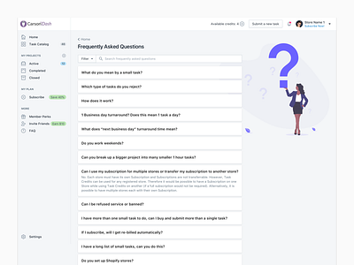 Web app FAQ dashboard dashboard design dashboard ui desktop ecommerce faq frequently asked questions illustration polaris question questions shopify uiux web webapp webapps