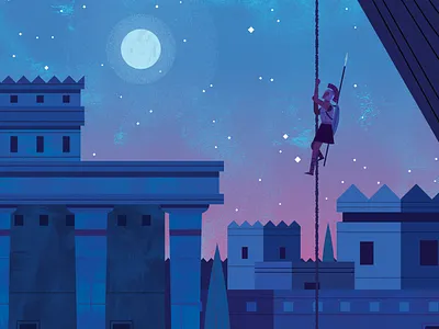 Out of the horse city greek moon mythology night stars troy turkish war warrior