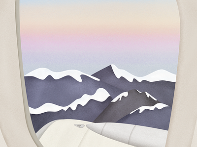 Window Seat airplane design digital painting gradient illustration illustrator minimal mountain photoshop art plane shot snow cone sunset travel vector window windowseat