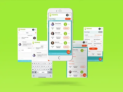 Go Tennis App app design social app tennis ux vector