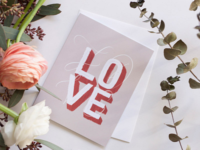 LOVE Valentine's Card card greeting card handlettering holiday illustration lettering love typography offset press typography valentines valentines card