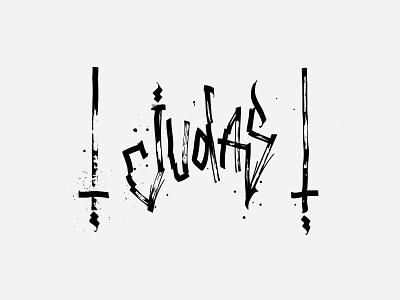 JUDAS / print for sale antichrist calligraphy cross dark demon design for sale fuck illustration jesus judas lettering logo mark print sad satan sign typography vector