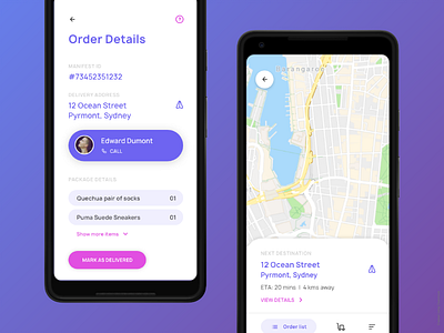 Enterprise Mobile App UI - Delivery Boy's App delivery app delivery boy app delivery service delivery truck enterprise app enterprise ux logistics app pronto app truck driver app ui ux