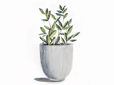 Green Leaf ellychandra hand drawing illustration painting water color watercolor painting