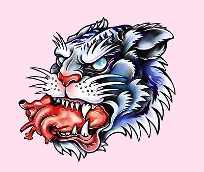 Tiger heart illustration tattoo tiger