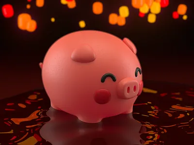 Chinese pork year exploration 3d c4d character chinese corona exploration pork year