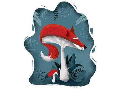 Chanterelle forestry fox illustraion mushroom