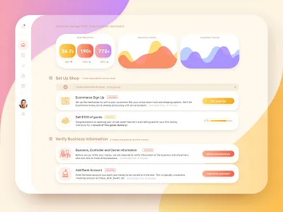 Business Dashboard app dashboard gradents rounded corner transparent