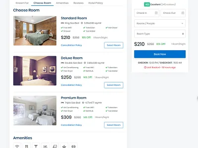 Hotel Detail page for Booking Hotel amenities booking checkin checkout design detail page hotel hotel booking hotel policy template traveller ui