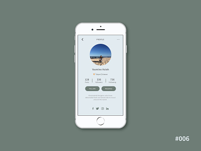 UI 006 006 dailyui design ui uidesign userprofile