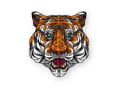 Tiger animal art coloful creative design detailed details gradient graphic illustration illustrator imagination jungle poster art tiger vector wild