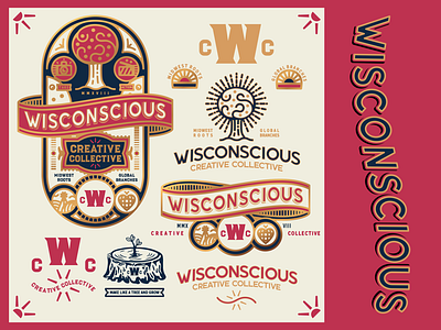 Wisc. Goods badge brain branding creator identity logo media responsive social system tree tshirt wisconsin