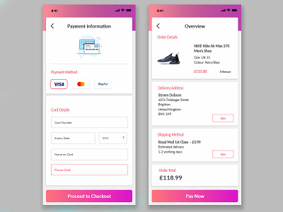 Daily UI Challenge #002 - Checkout Screen app checkout form dailyui dailyui 002 ecommerce ecommerce app gradient ios mobile checkout nike trainers nikeairmax uidesign userinterfacedesign uxdesign visual design web design