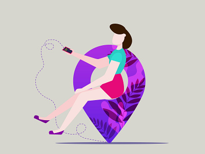 Location pin design destination flat illustration illustrator location location app location pin way woman