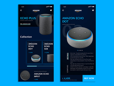 Amazon Echo Products #darkmode alexa amazon amazonapp app darkmodeapp design echo flat minimal mobileapp mobileappdesign redesignamazonapp typography ui ux