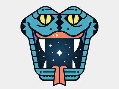 Snakebite bite blue mouth snake space stars teeth tongue