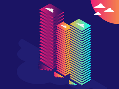Future of Storage artificial intelligence buildings clouds drive isometric isometric design isometric illustration landing page online data storage website